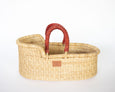 Doll Moses Basket - Red Brown Handle