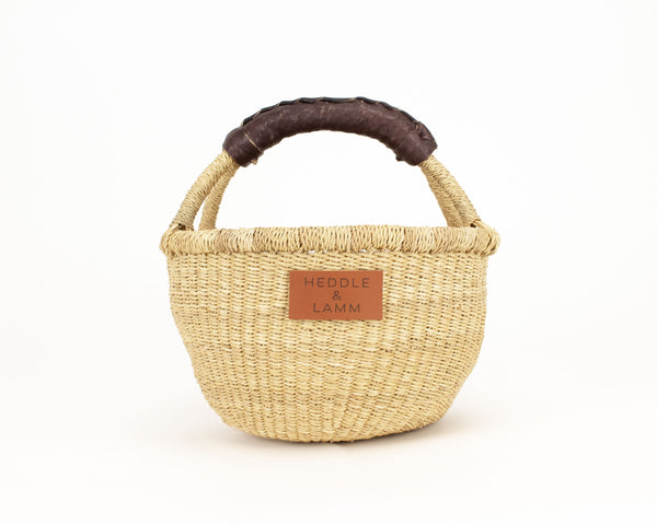 Kandiga Mini Bolga Basket - Dark Brown Handle