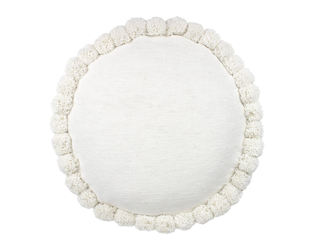 Lina Round Pom Cover - White - Heddle & Lamm